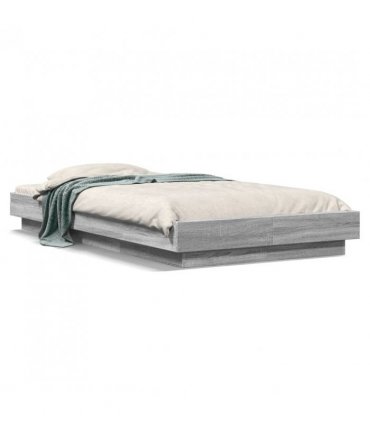 vidaXL Bed Frame without Mattress Grey Sonoma 90x200 cm — Size: 90 x 200 cm — V0672118141