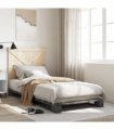 vidaXL Bed Frame without Mattress Grey 90x200 cm Solid Wood Pine — Size: 90 x 200 cm, Model: with cross headboard