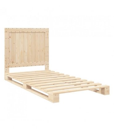 vidaXL Bed Frame | Natural Pine | Solid Wood | Single | Durable | Rectangular — Size: 100 x 200 cm, Model: with plain headboard