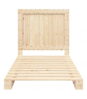 vidaXL Bed Frame | Natural Pine | Solid Wood | Single | Durable | Rectangular — Size: 100 x 200 cm, Model: with plain headboard