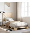vidaXL Bed Frame | Natural Wood | Solid pine wood | Single | Sturdy | Bed Frame — Size: 90 x 200 cm, Model: with cross headboard