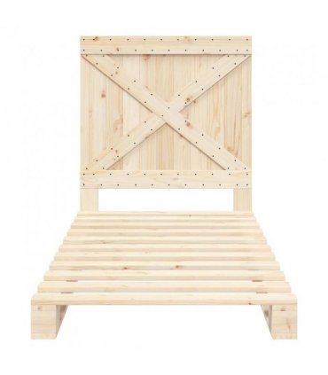 vidaXL Bed Frame | Natural Wood | Solid pine wood | Single | Sturdy | Bed Frame — Size: 90 x 200 cm, Model: with cross headboard
