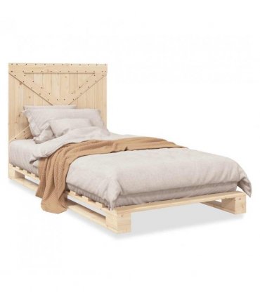 vidaXL Bed Frame | Natural Pine | Solid pine wood | Single | Durable | Bed Fra — Size: 100 x 200 cm, Model: with cross headboard