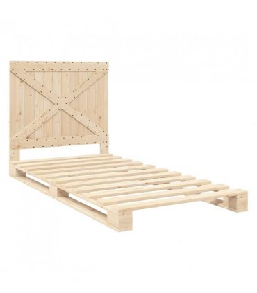 vidaXL Bed Frame | Natural Pine | Solid pine wood | Single | Durable | Bed Fra — Size: 100 x 200 cm, Model: with cross headboard