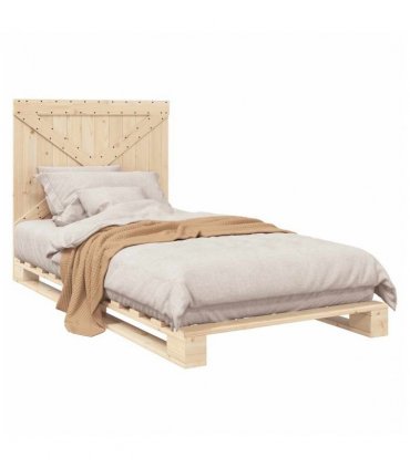 vidaXL Bed Frame | Natural Pine | Solid pine wood | Single | Durable | Bed Fra — Size: 100 x 200 cm, Model: with cross headboard