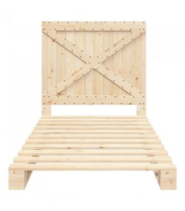 vidaXL Bed Frame | Natural Pine | Solid pine wood | Single | Durable | Bed Fra — Size: 100 x 200 cm, Model: with cross headboard