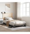 vidaXL Bed Frame without Mattress Grey 100x200 cm Solid Wood Pine — Size: 100 x 200 cm, Model: with triangle headboard