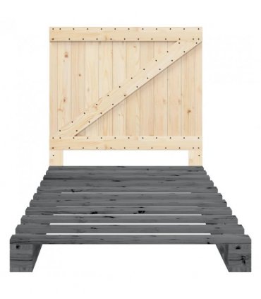 vidaXL Bed Frame without Mattress Grey 100x200 cm Solid Wood Pine — Size: 100 x 200 cm, Model: with triangle headboard