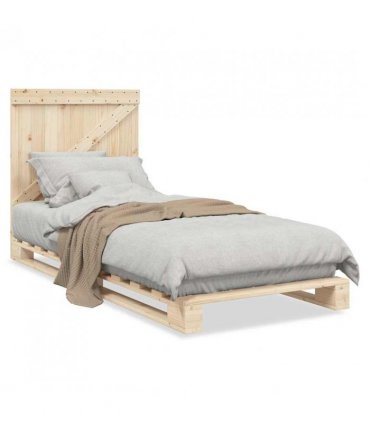 vidaXL Bed Frame | Natural Wood | Solid pinewood | Single | Durable | Bed Fr — Size: 90 x 200 cm, Model: with triangle headboard