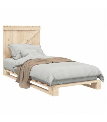vidaXL Bed Frame | Natural Wood | Solid pinewood | Single | Durable | Bed Fr — Size: 90 x 200 cm, Model: with triangle headboard