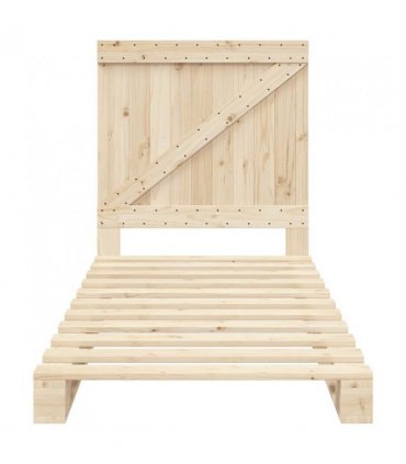 vidaXL Bed Frame | Natural Wood | Solid pinewood | Single | Durable | Bed Fr — Size: 90 x 200 cm, Model: with triangle headboard