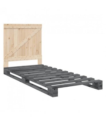 vidaXL Bed Frame without Mattress Grey 90x200 cm Solid Wood Pine — Size: 90 x 200 cm, Model: with triangle headboard
