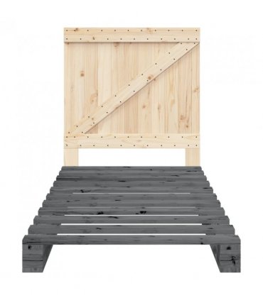 vidaXL Bed Frame without Mattress Grey 90x200 cm Solid Wood Pine — Size: 90 x 200 cm, Model: with triangle headboard