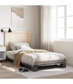 vidaXL Bed Frame without Mattress Grey 100x200 cm Solid Wood Pine — Size: 100 x 200 cm, Model: with plain headboard