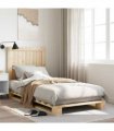 vidaXL Bed Frame | Natural Pine | Solid Pinewood | Single size | Durable — Size: 90 x 200 cm, Model: with plain headboard