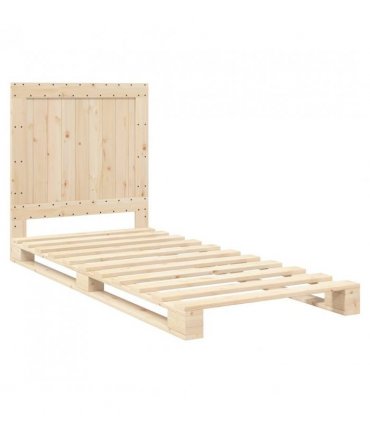 vidaXL Bed Frame | Natural Pine | Solid Pinewood | Single size | Durable — Size: 90 x 200 cm, Model: with plain headboard