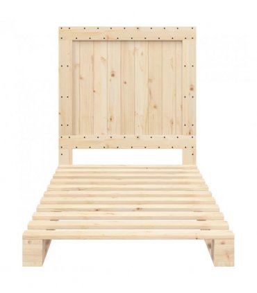 vidaXL Bed Frame | Natural Pine | Solid Pinewood | Single size | Durable — Size: 90 x 200 cm, Model: with plain headboard