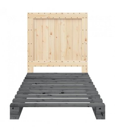vidaXL Bed Frame without Mattress Grey 90x200 cm Solid Wood Pine — Size: 90 x 200 cm, Model: with plain headboard