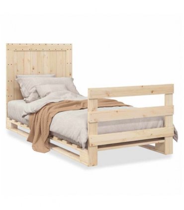 vidaXL Bed Frame without Mattress with Headboard 9 — Colour: natural, Size: 90 x 200 cm, Model: with plain headboard & footboard