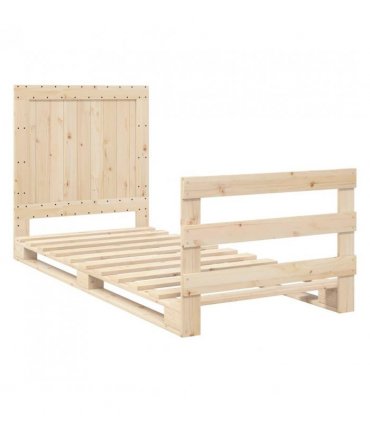 vidaXL Bed Frame without Mattress with Headboard 9 — Colour: natural, Size: 90 x 200 cm, Model: with plain headboard & footboard