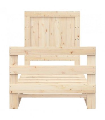 vidaXL Bed Frame without Mattress with Headboard 9 — Colour: natural, Size: 90 x 200 cm, Model: with plain headboard & footboard