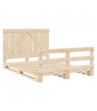 vidaXL Bed Frame without Mattress with Headboa — Colour: natural, Size: 140 x 200 cm, Model: with triangle headboard & footboard