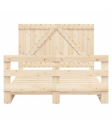 vidaXL Bed Frame without Mattress with Headboa — Colour: natural, Size: 140 x 200 cm, Model: with triangle headboard & footboard