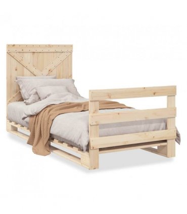 vidaXL Bed Frame without Mattress with Headboard 9 — Colour: natural, Size: 90 x 200 cm, Model: with cross headboard & footboard