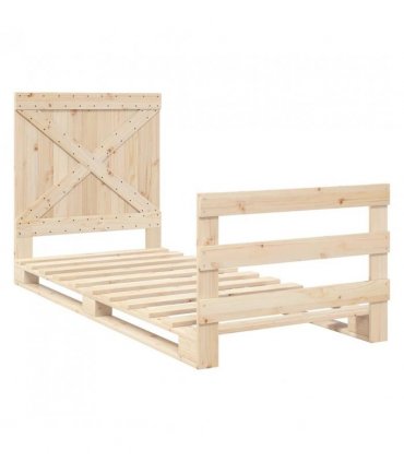 vidaXL Bed Frame without Mattress with Headboard 9 — Colour: natural, Size: 90 x 200 cm, Model: with cross headboard & footboard