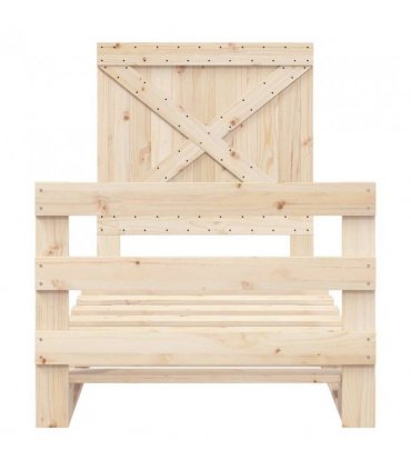 vidaXL Bed Frame without Mattress with Headboard 9 — Colour: natural, Size: 90 x 200 cm, Model: with cross headboard & footboard