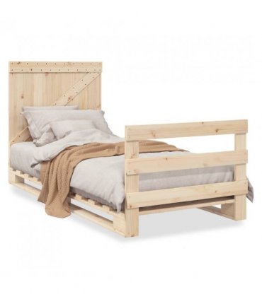 vidaXL Bed Frame without Mattress with Headboar — Colour: natural, Size: 90 x 200 cm, Model: with triangle headboard & footboard