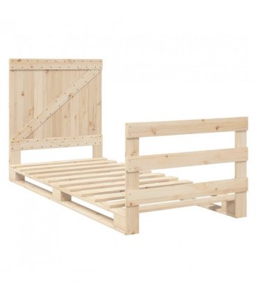 vidaXL Bed Frame without Mattress with Headboar — Colour: natural, Size: 90 x 200 cm, Model: with triangle headboard & footboard