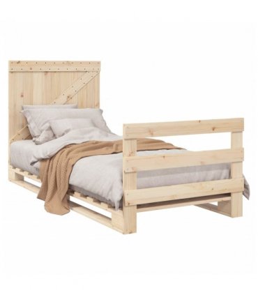 vidaXL Bed Frame without Mattress with Headboar — Colour: natural, Size: 90 x 200 cm, Model: with triangle headboard & footboard