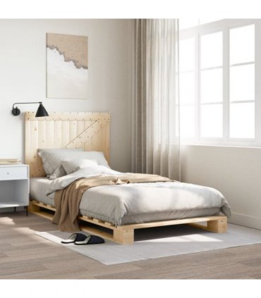 vidaXL Bed Frame | Natural Wood | Solid Pine Wood | Single | Durable | Bed — Size: 100 x 200 cm, Model: with triangle headboard