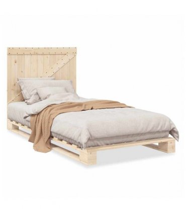 vidaXL Bed Frame | Natural Wood | Solid Pine Wood | Single | Durable | Bed — Size: 100 x 200 cm, Model: with triangle headboard