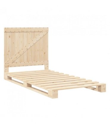vidaXL Bed Frame | Natural Wood | Solid Pine Wood | Single | Durable | Bed — Size: 100 x 200 cm, Model: with triangle headboard