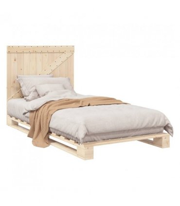 vidaXL Bed Frame | Natural Wood | Solid Pine Wood | Single | Durable | Bed — Size: 100 x 200 cm, Model: with triangle headboard