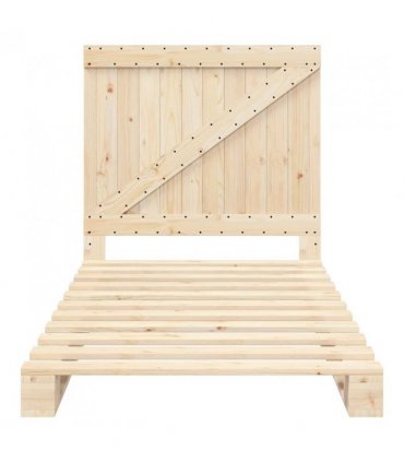 vidaXL Bed Frame | Natural Wood | Solid Pine Wood | Single | Durable | Bed — Size: 100 x 200 cm, Model: with triangle headboard