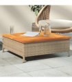 vidaXL Garden Table Beige 70x70x25 cm Rattan and Acacia Wood