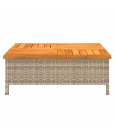 vidaXL Garden Table Beige 70x70x25 cm Rattan and Acacia Wood