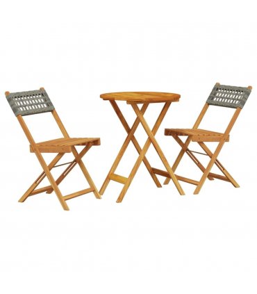 vidaXL Bistro Set | Grey | Solid Acacia wood | Small | Foldable | Bistro Set — Size: 60 x 75 cm