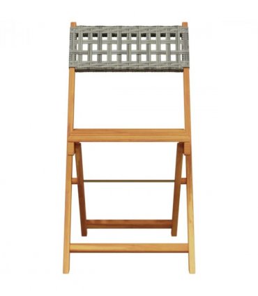 vidaXL Bistro Set | Grey | Solid Acacia wood | Small | Foldable | Bistro Set — Size: 60 x 75 cm