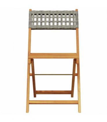 vidaXL Bistro Set | Grey | Solid acacia wood with oil finish, PE rattan | Medium — Size: 60 x 60 x 75 cm