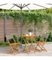 vidaXL Bistro Set | Grey | Solid acacia wood, PE rattan | Compact | Collapsible — Size: 70 x 75 cm