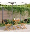 vidaXL Bistro Set | Black | Solid acacia wood, Polypropylene | Compact — Size: 60 x 75 cm