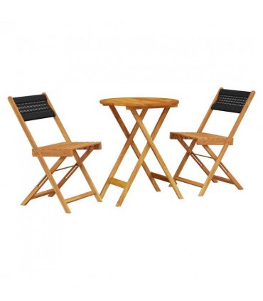 vidaXL Bistro Set | Black | Solid acacia wood, Polypropylene | Compact — Size: 60 x 75 cm