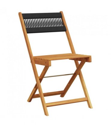 vidaXL Bistro Set | Black | Solid acacia wood, Polypropylene | Compact — Size: 60 x 75 cm