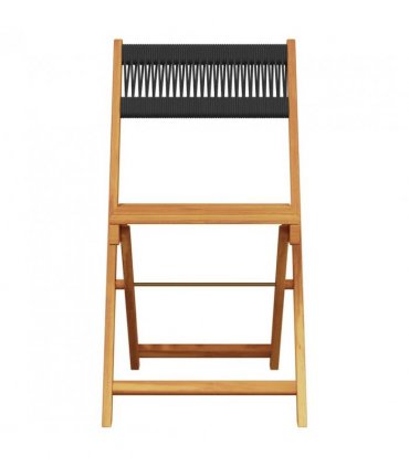 vidaXL Bistro Set | Black | Solid acacia wood, Polypropylene | Compact — Size: 60 x 75 cm