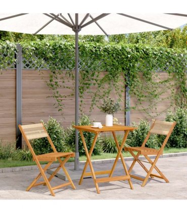 vidaXL Bistro Set | Beige | Solid acacia wood, polypropylene | Compact — Size: 60 x 60 x 75 cm