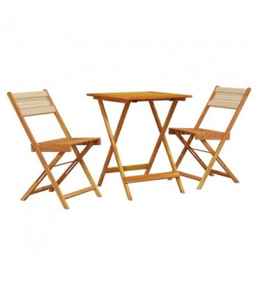 vidaXL Bistro Set | Beige | Solid acacia wood, polypropylene | Compact — Size: 60 x 60 x 75 cm